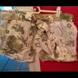 MISS ME lowrise white/camo/Tangerine mini skirt L